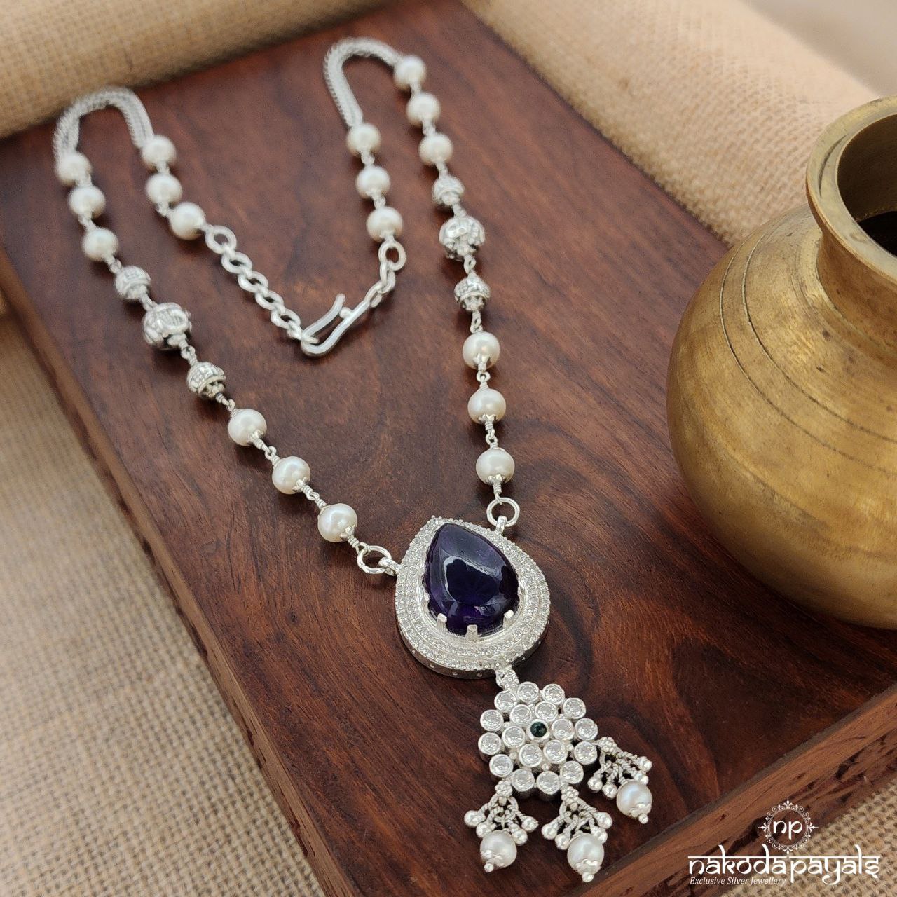 Amethyst Drop Pearled Neckpiece (N10592)