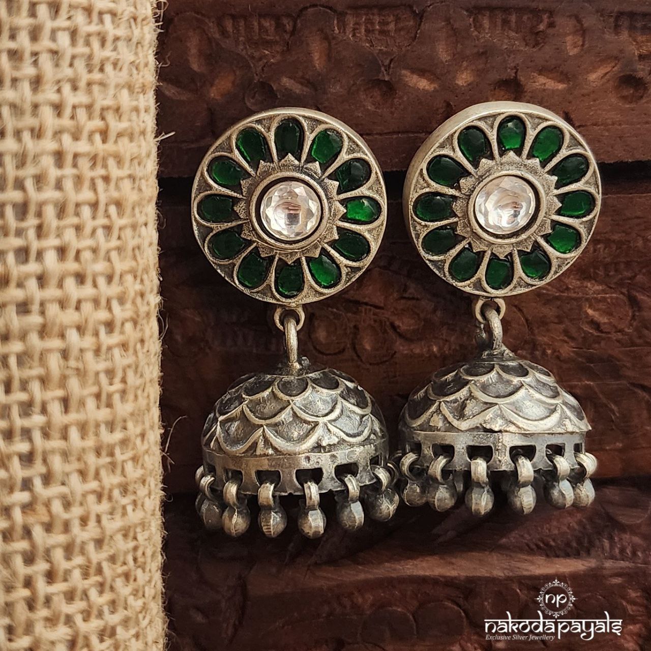 Green Floral Jhumka (J1527)