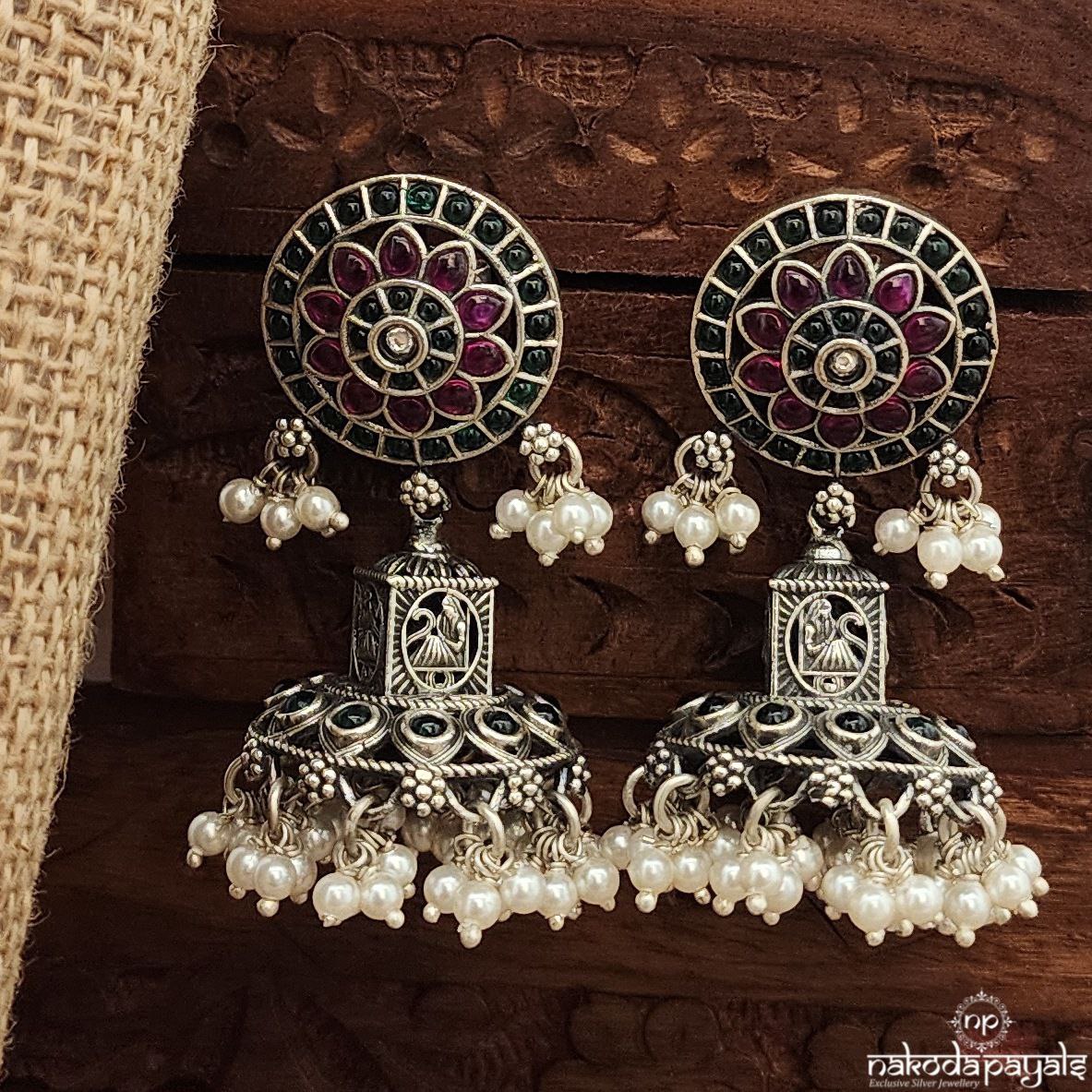 Unique Kemp Pearled Drop Jhumka (J1516)