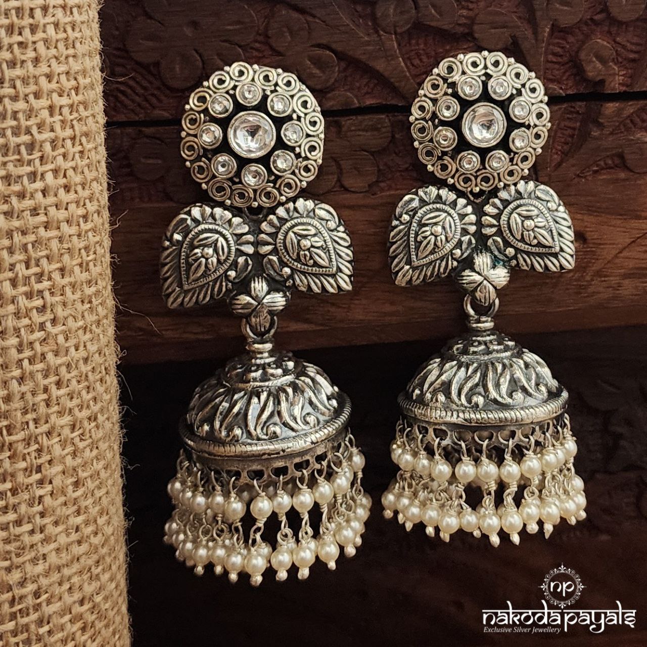 White Leafy Jhumka (J1482)