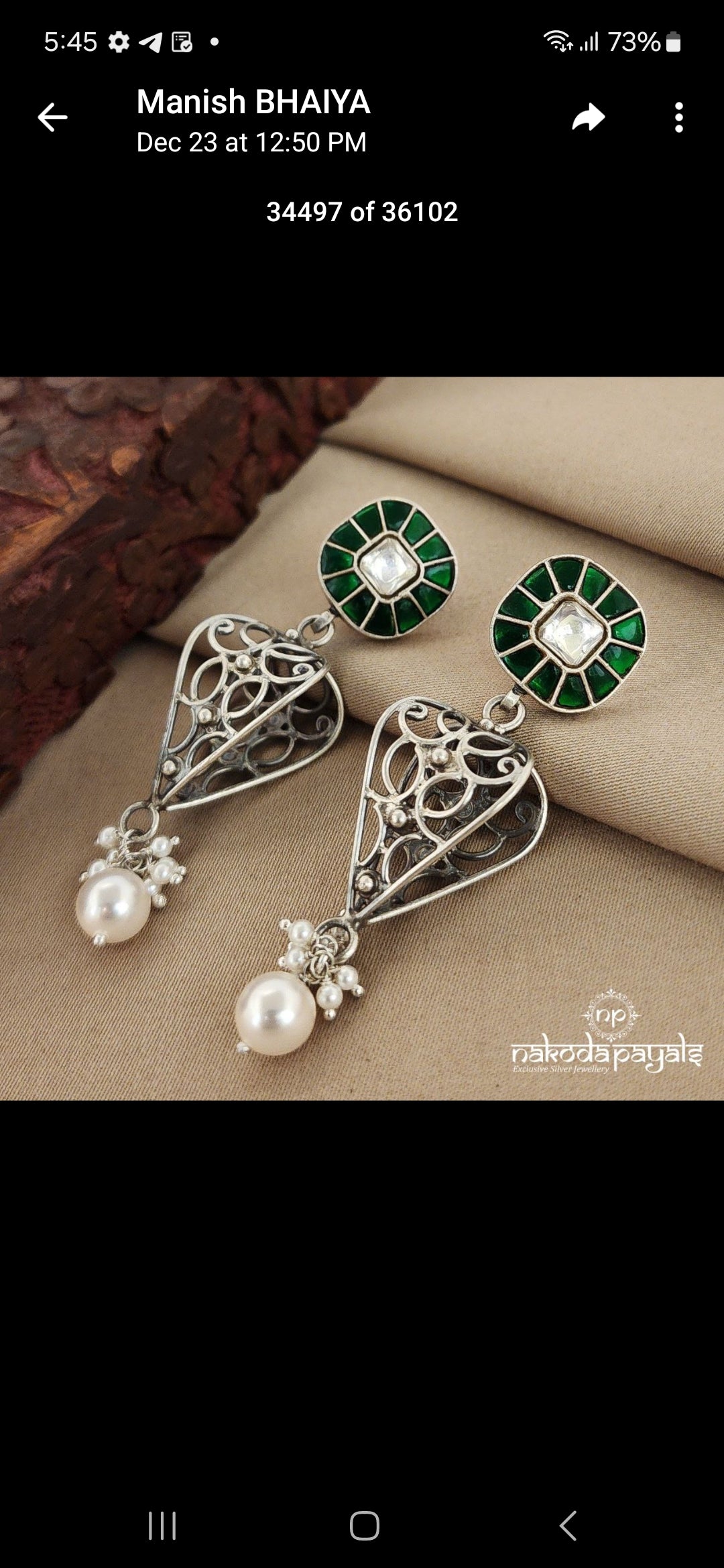 Graceful Green Rounded Square Chandbali (S9274)