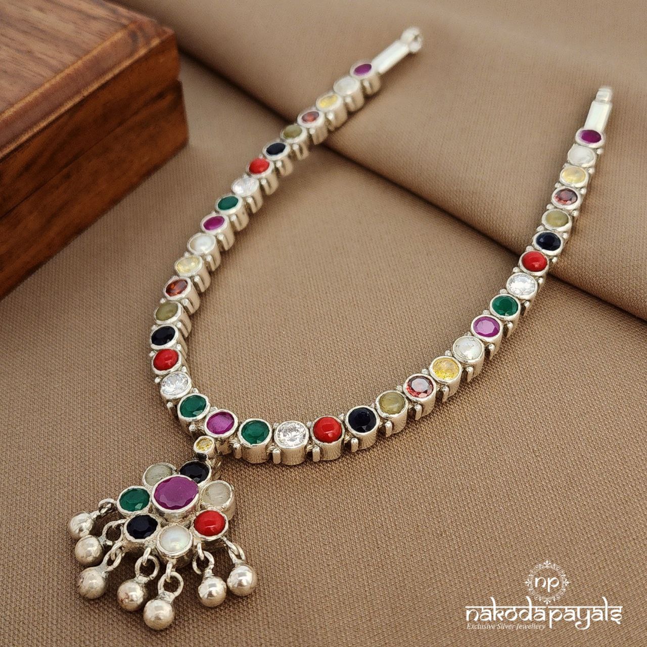 Navaratna Ball Drop Neckpiece (N11356)