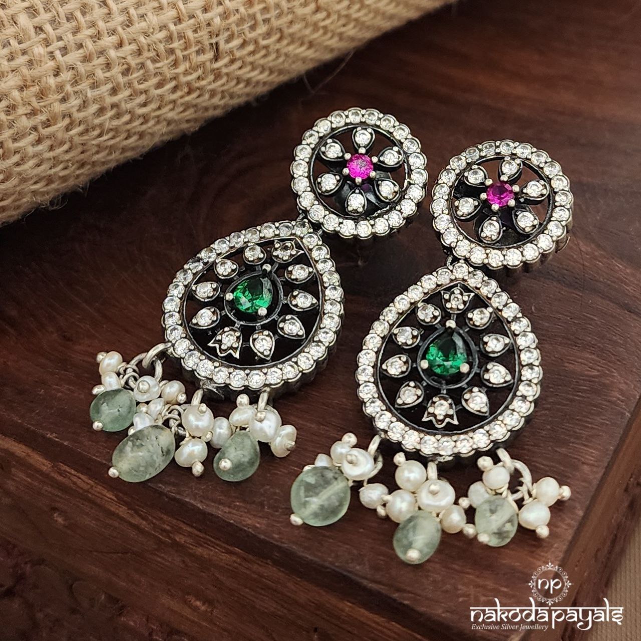 MultiColor Pearled Drop Earrings (C3742)