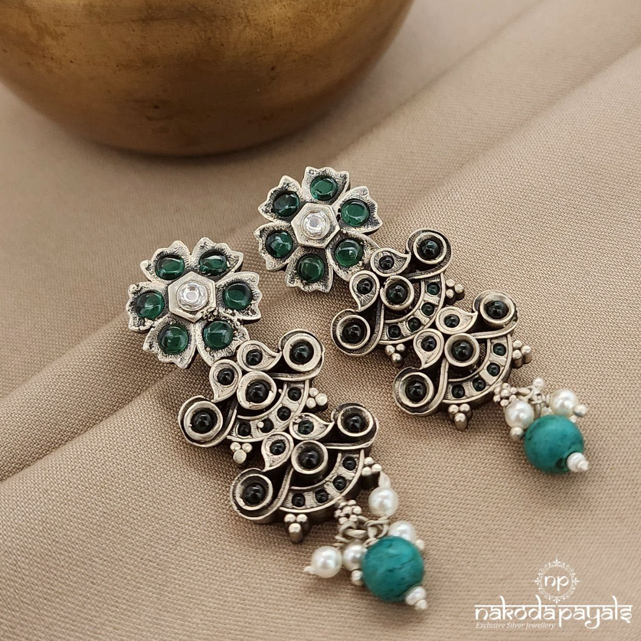 Greenish Turquoise Drop Earrings (C3544)