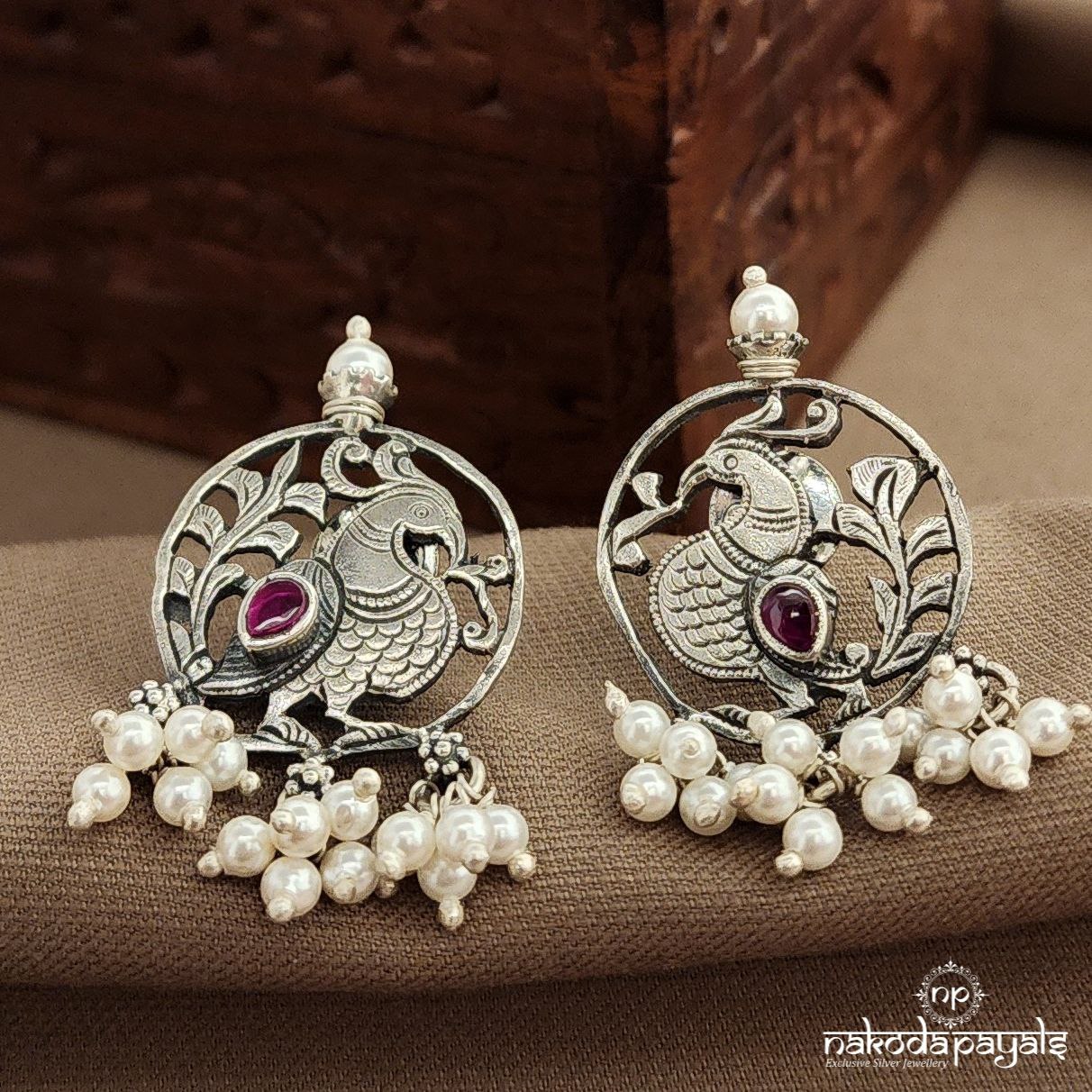 Peacock Pearled Drop Studs (S3823)