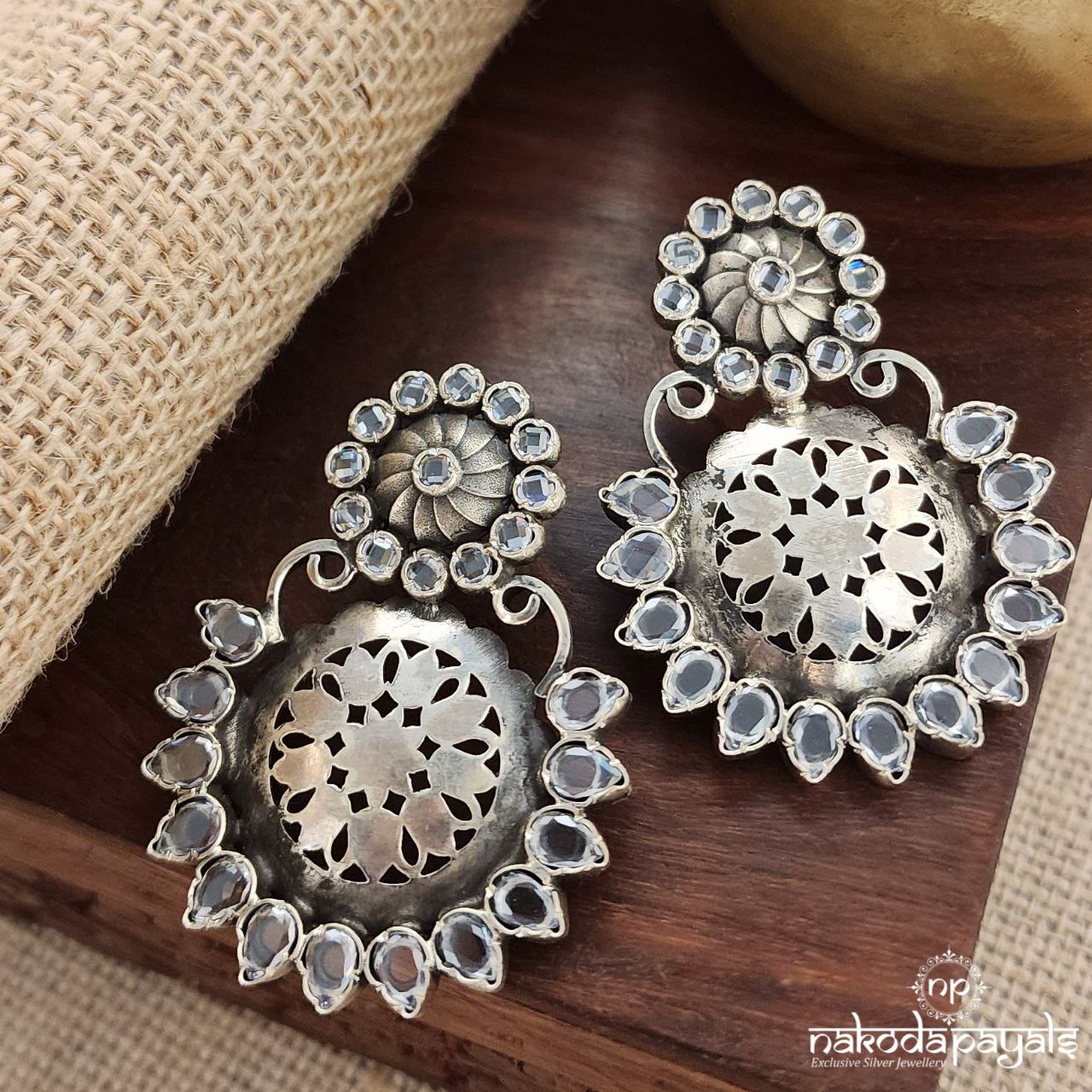 Sparkling White Chandbali (C3297)