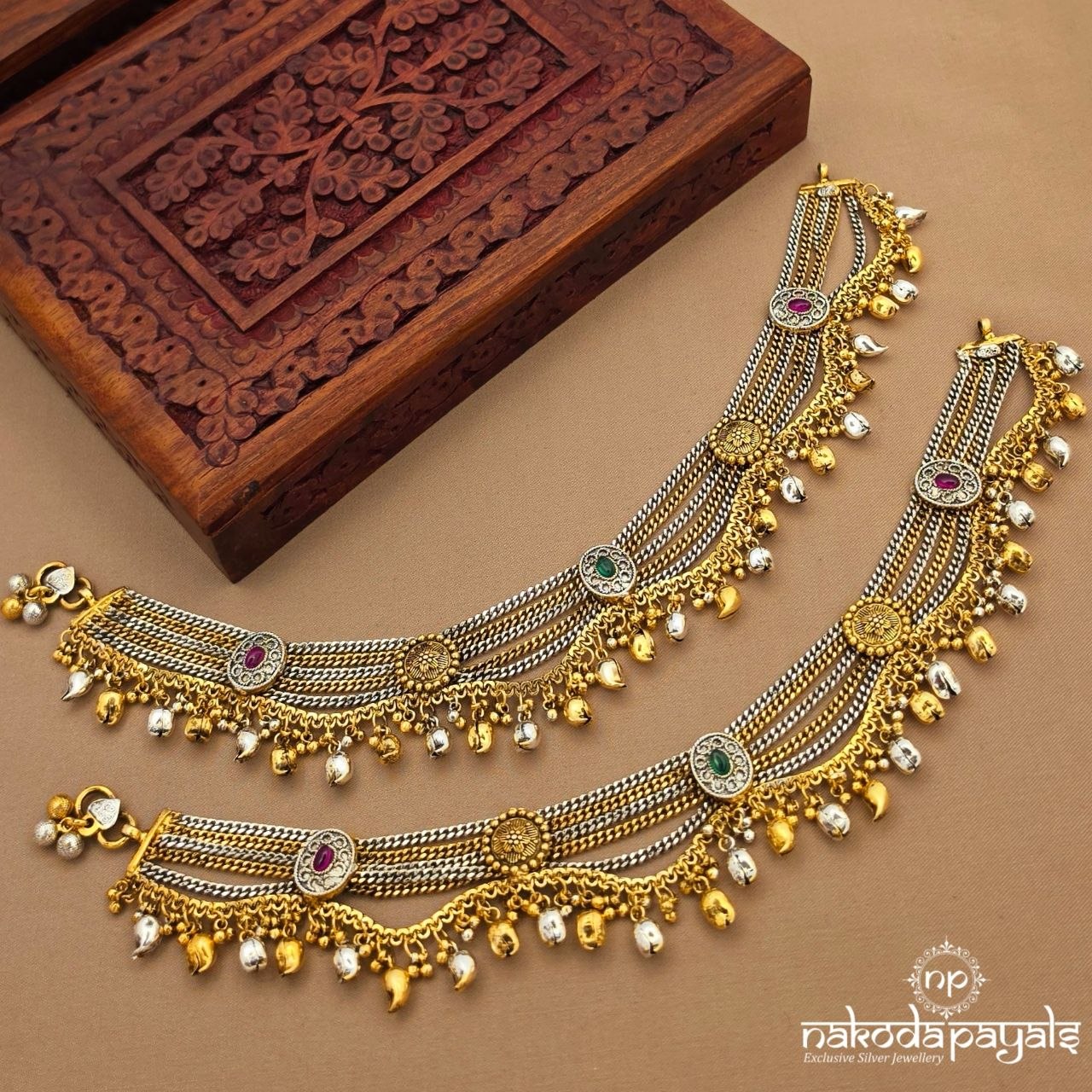 Mango Drop Dual Tone Anklets (A7017)