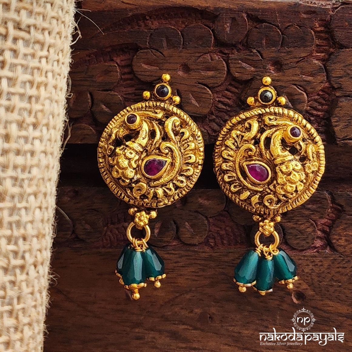 Green Drop Peacock Kemp Dot Studs (Ge10192)
