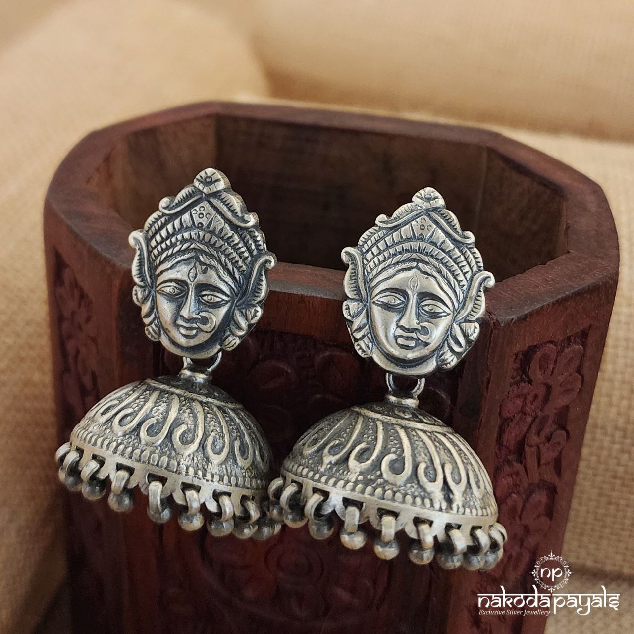 Lakshmi Face Oxidised Jhumka (J7989)
