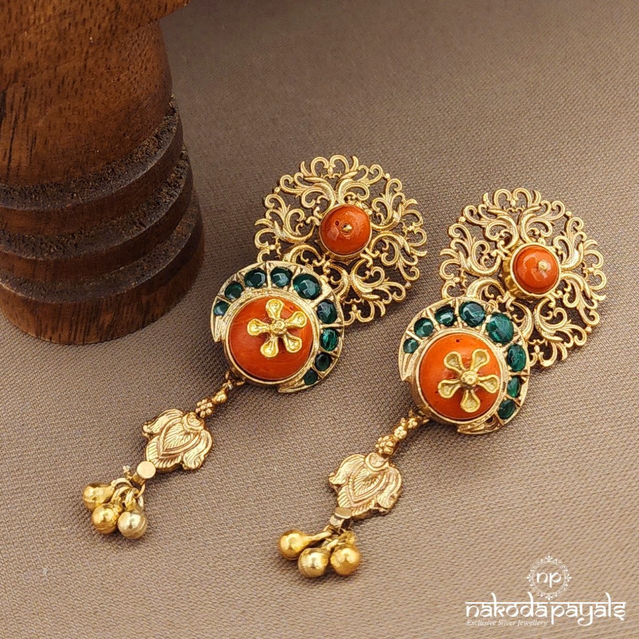 Ball Drop Sunset Coral Earrings (Ge10045)