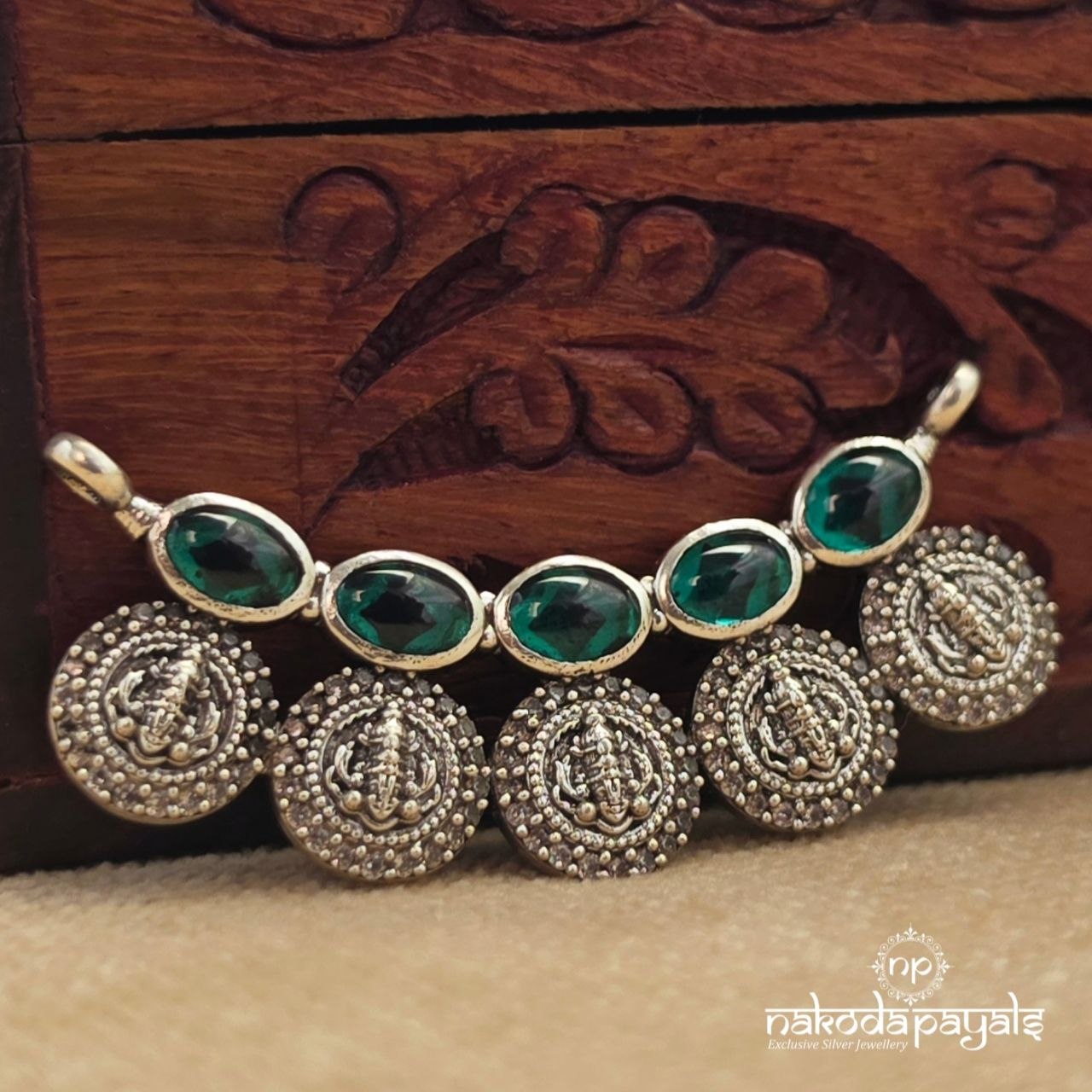 Green Lakshmi Kasu Pendant (P2647)