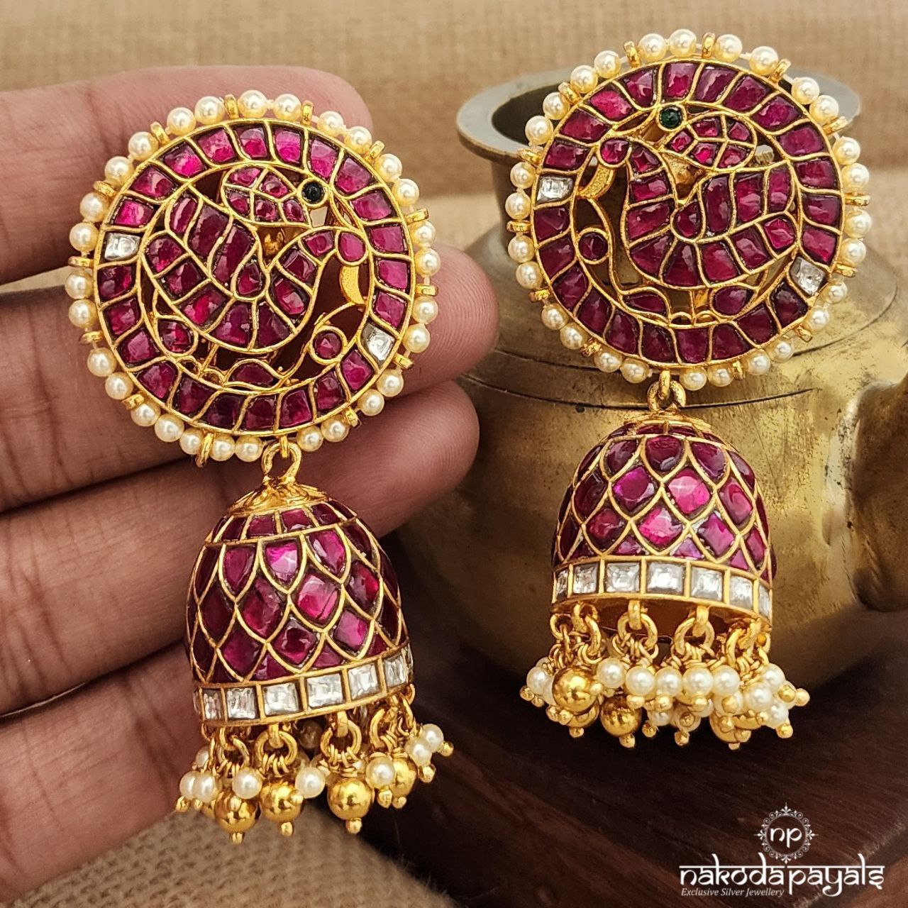Pearled Kundan Jhumka (Ge9440)