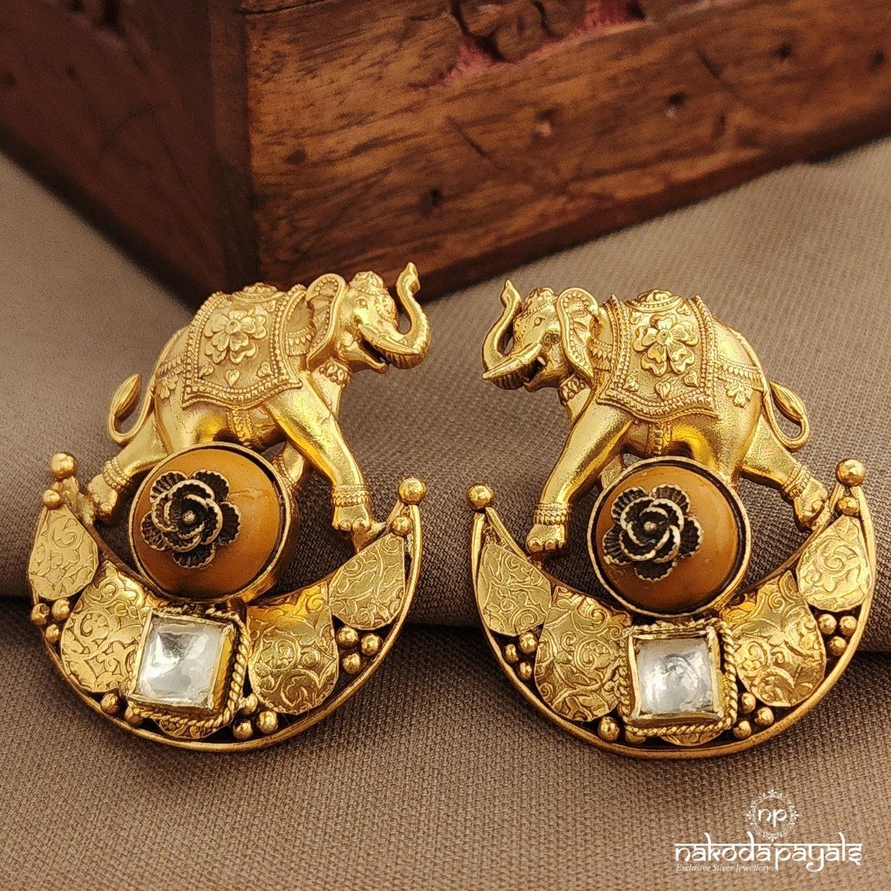 Elephant Half Moon Earrings (Ge10363)