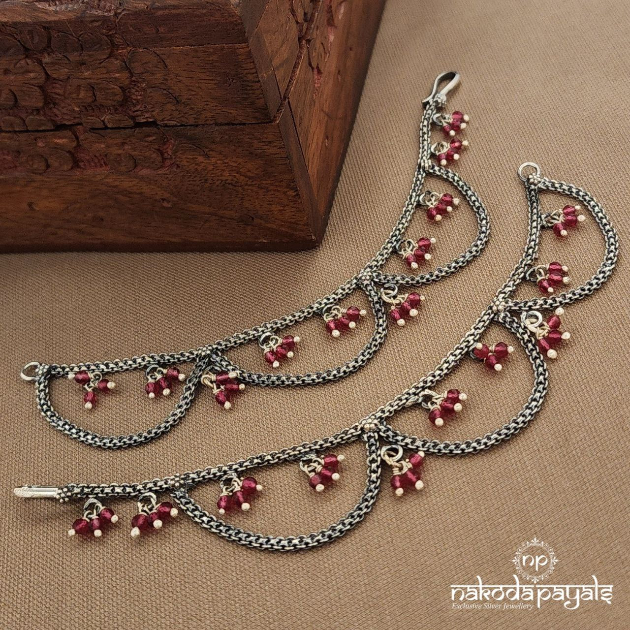 Layered Pink Beads Drop Maati (M0453)