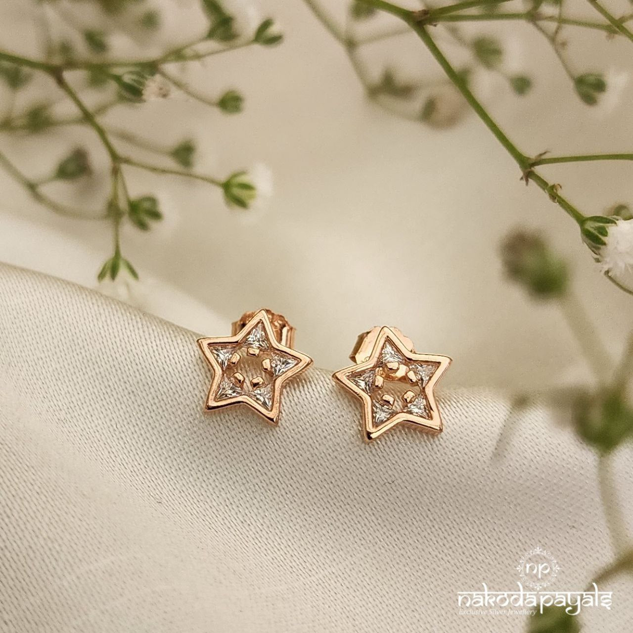 Starry Elegance Rose Gold Earrings (St2830)