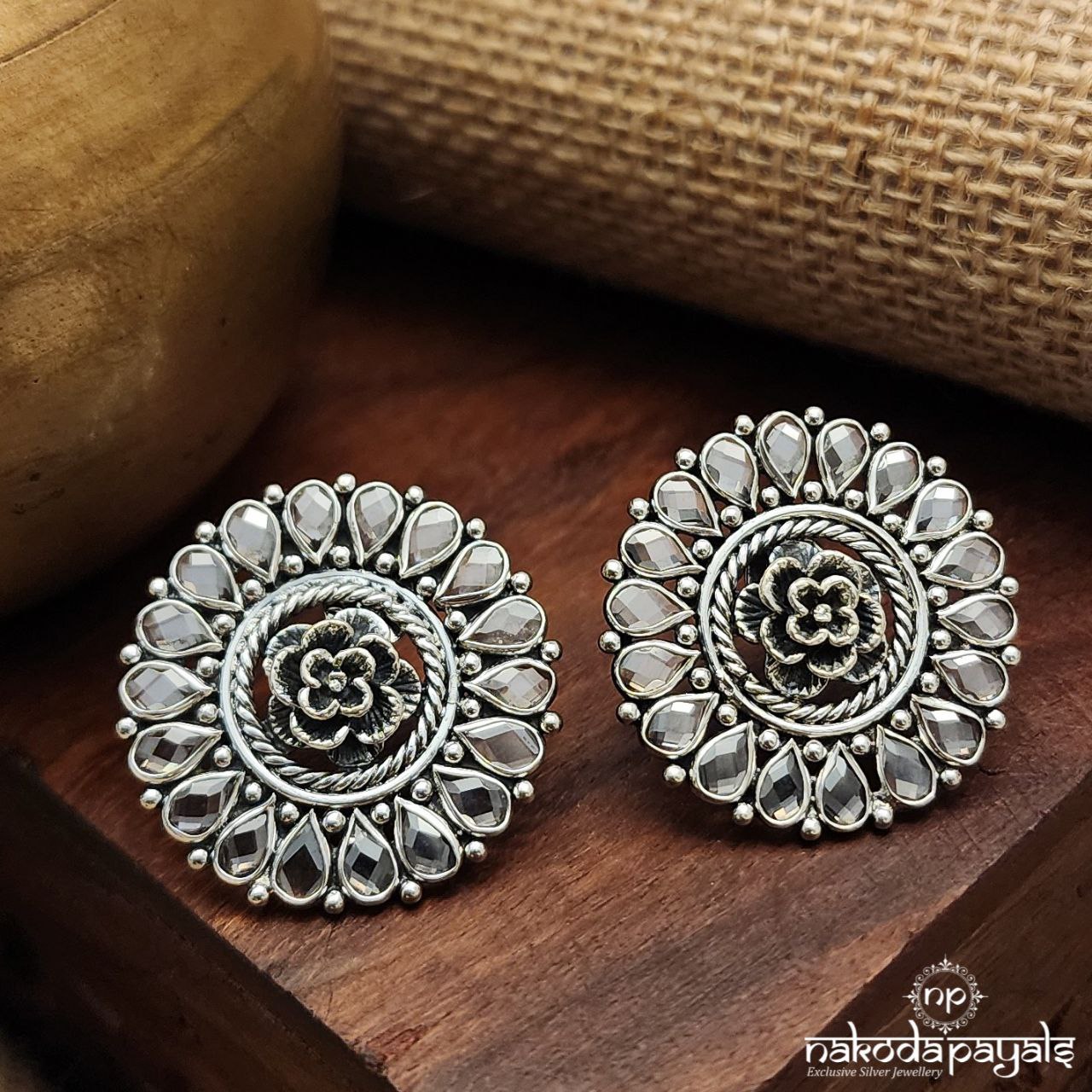 Elegant Rose Polki Studs (S9385)