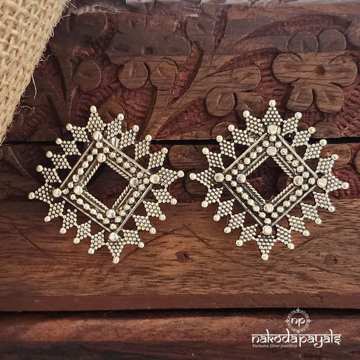 Squarish Oxidised Studs (S3551)