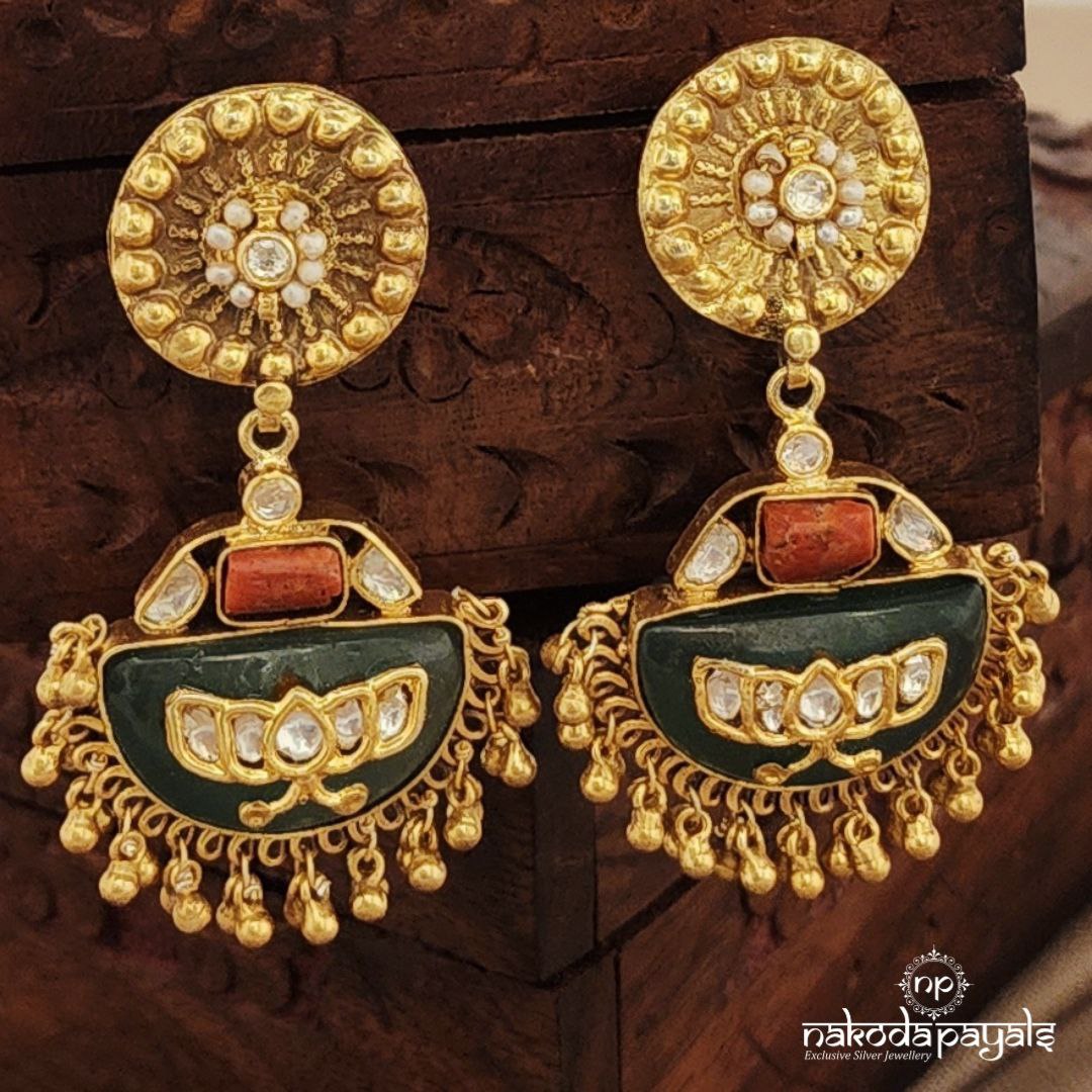 Coral Kundan Earrings (Ge10348)