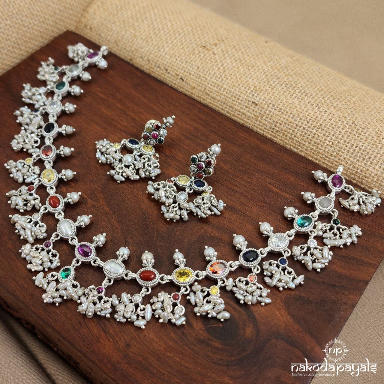 Navaratna Guttapusalu Neckpiece With Earrings (N10566)