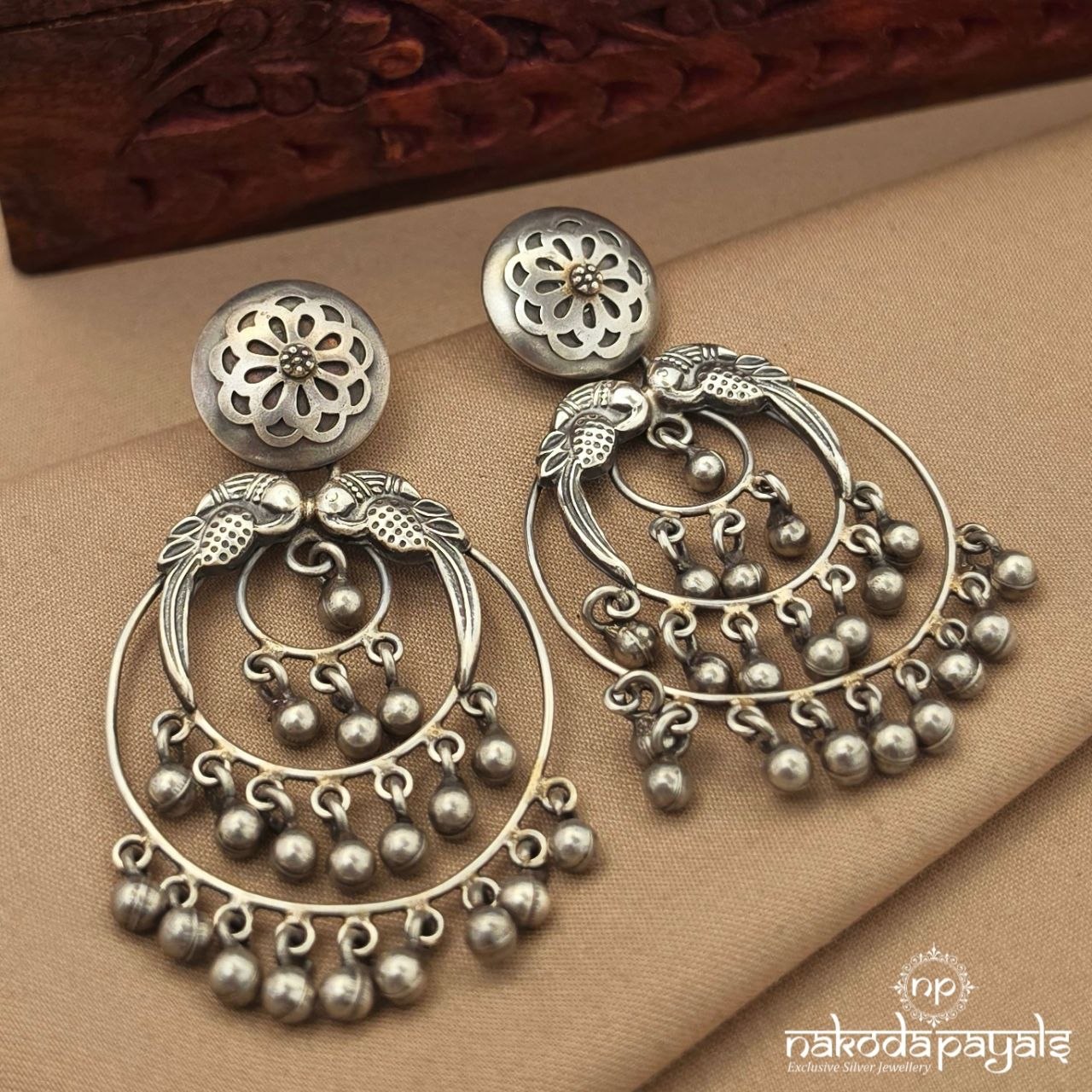 Floral Oxidised Chandbali (C4218)