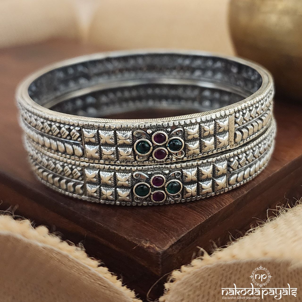 Pink & Green Squarish Bangles (K5024)