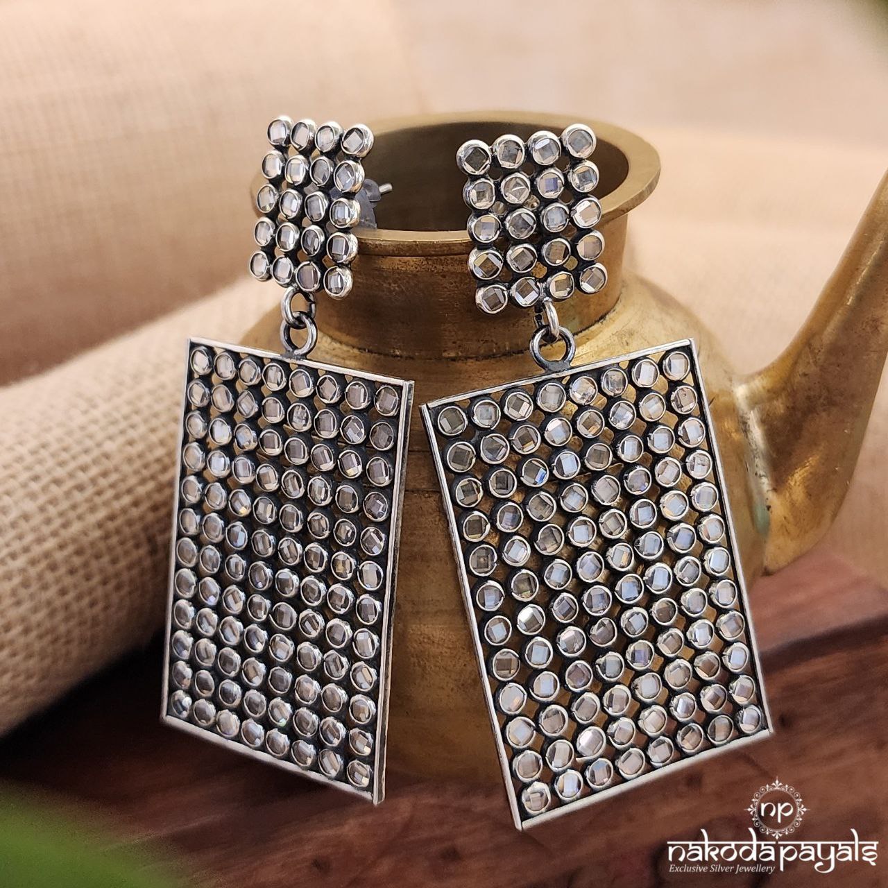 Rectangular Polki Earrings (C8218)