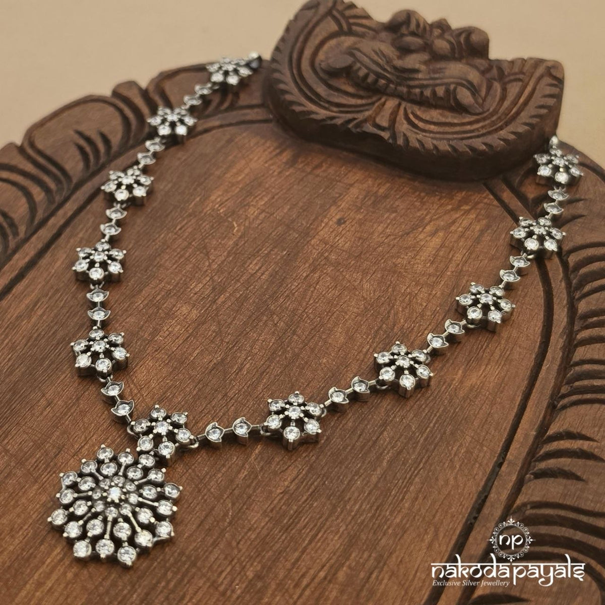 Sparkling Floral Drop Neckpiece (N12214)