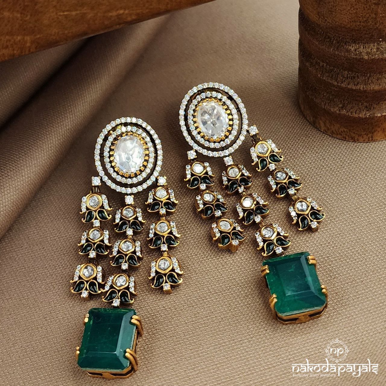 Graceful Green Drop Earrings (Ge10018)