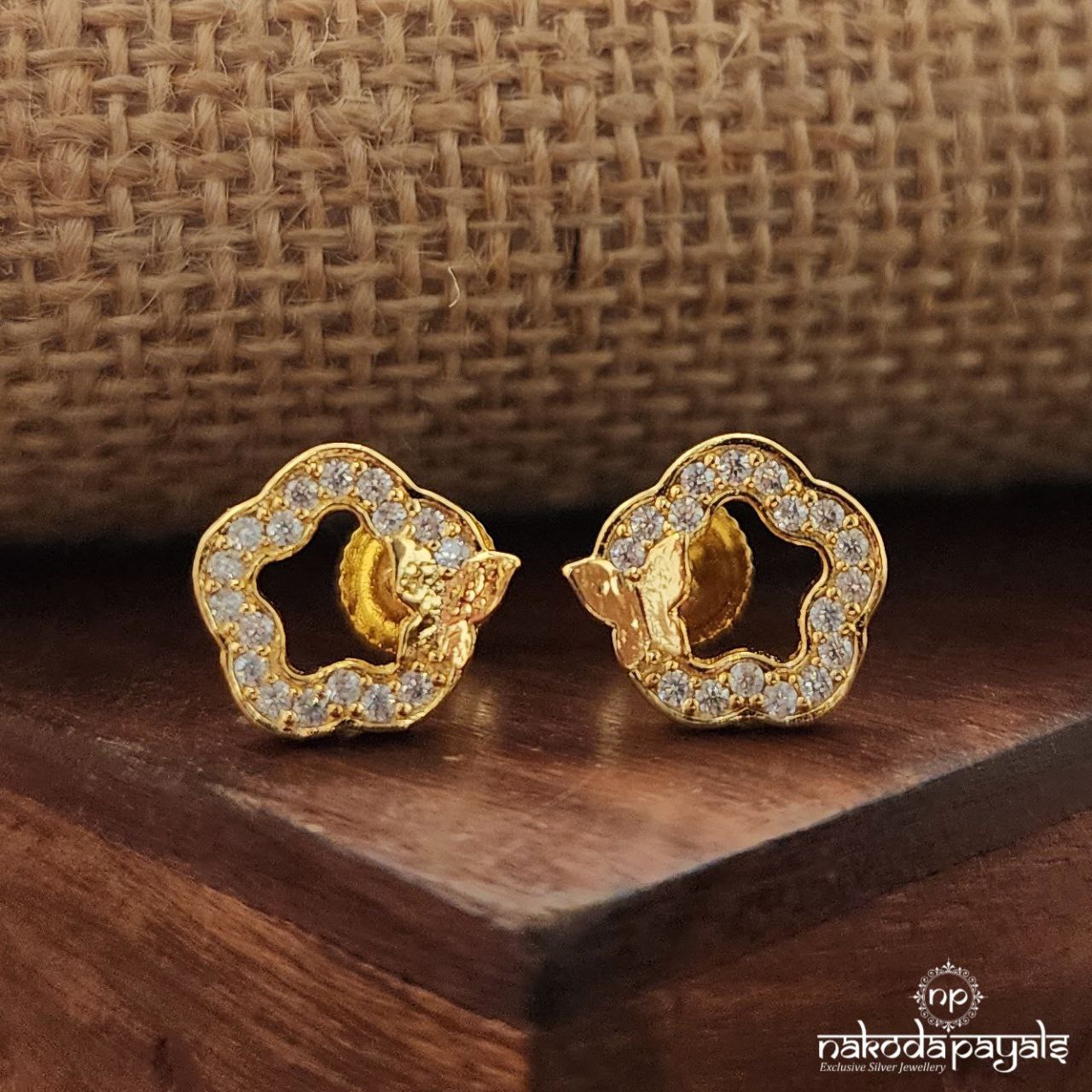 Floral Butterfly CZ Studs (Ge9986)