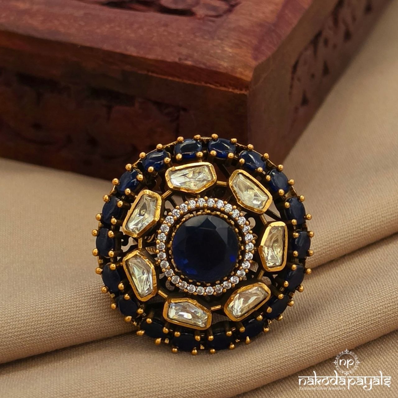 Blue CZ Finger Ring (F2951)