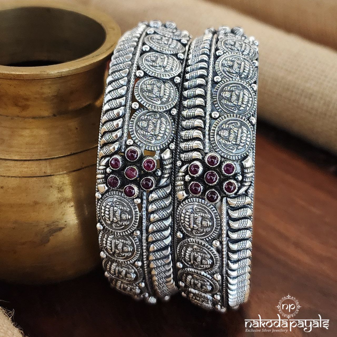 Lakshmi Coin Ruby Bangle Pairs (K4959)