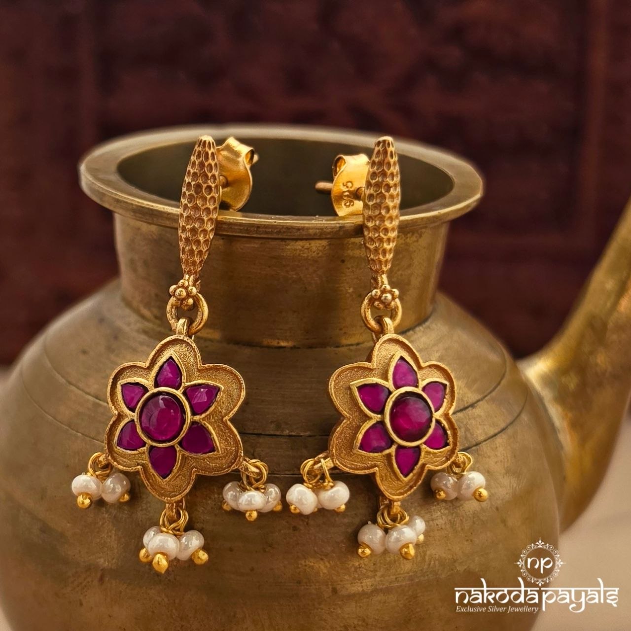 Elegant Pink Floral Chandbali (Ge11338)