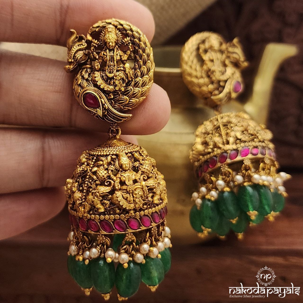 Peacock Lakshmi Jhumka (Ge8982)