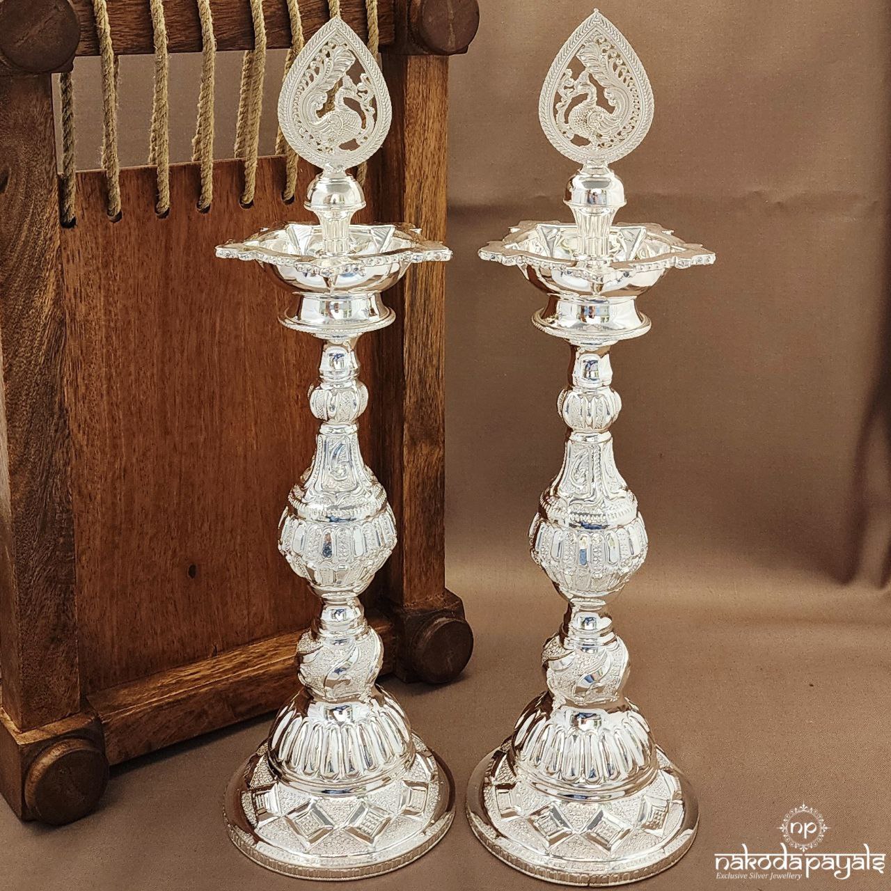 " 13 Inch " Leafy Peacock Deepam Pair (Aa2309)