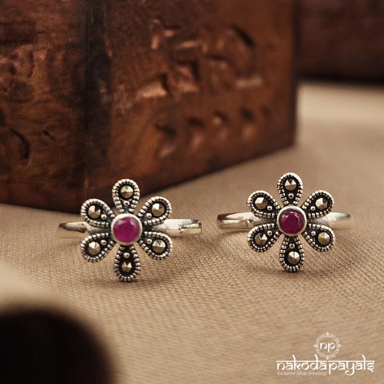 Floral Marcasite Toerings (T4756)