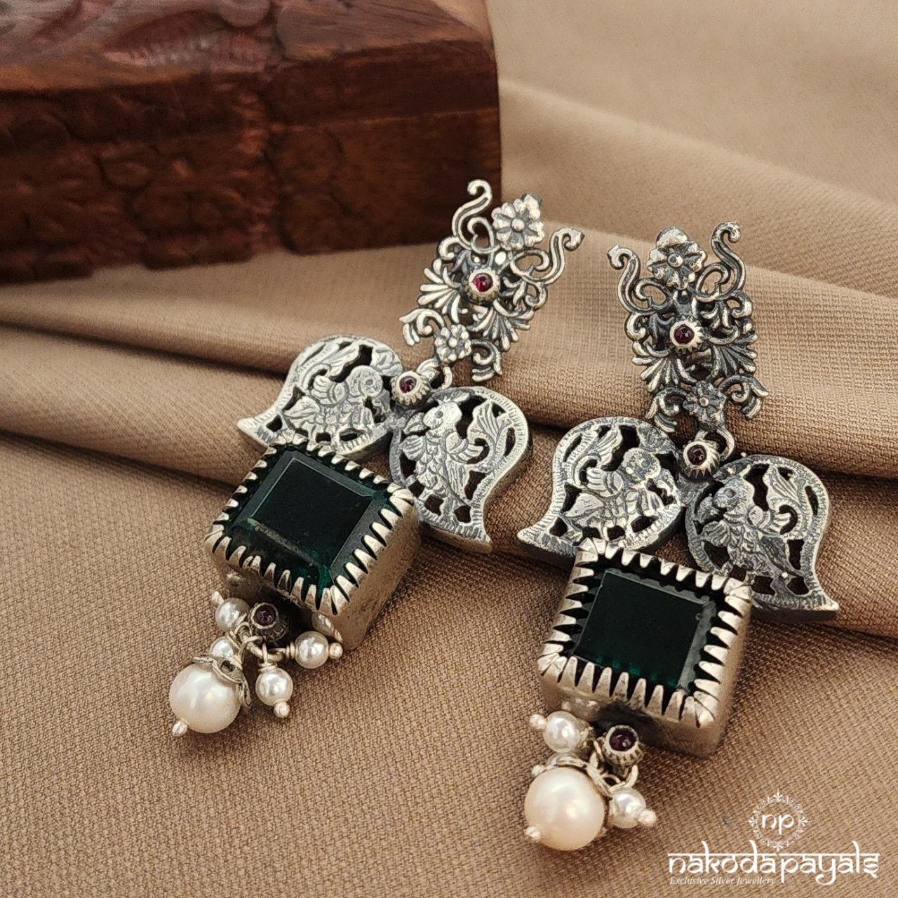 Squarish Green Earrings (C3861)