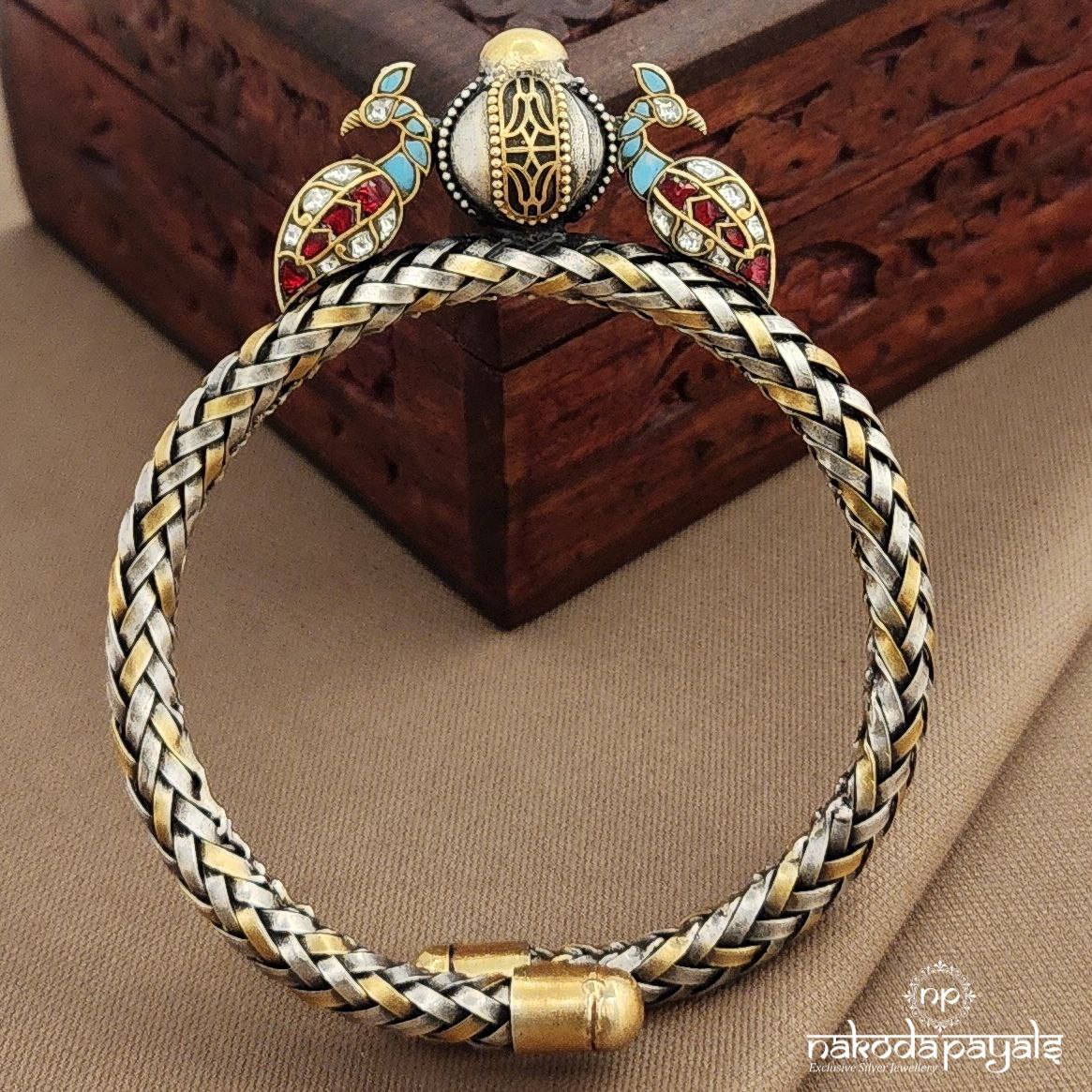 Twin Peacock Dual Tone Kada (K6277)
