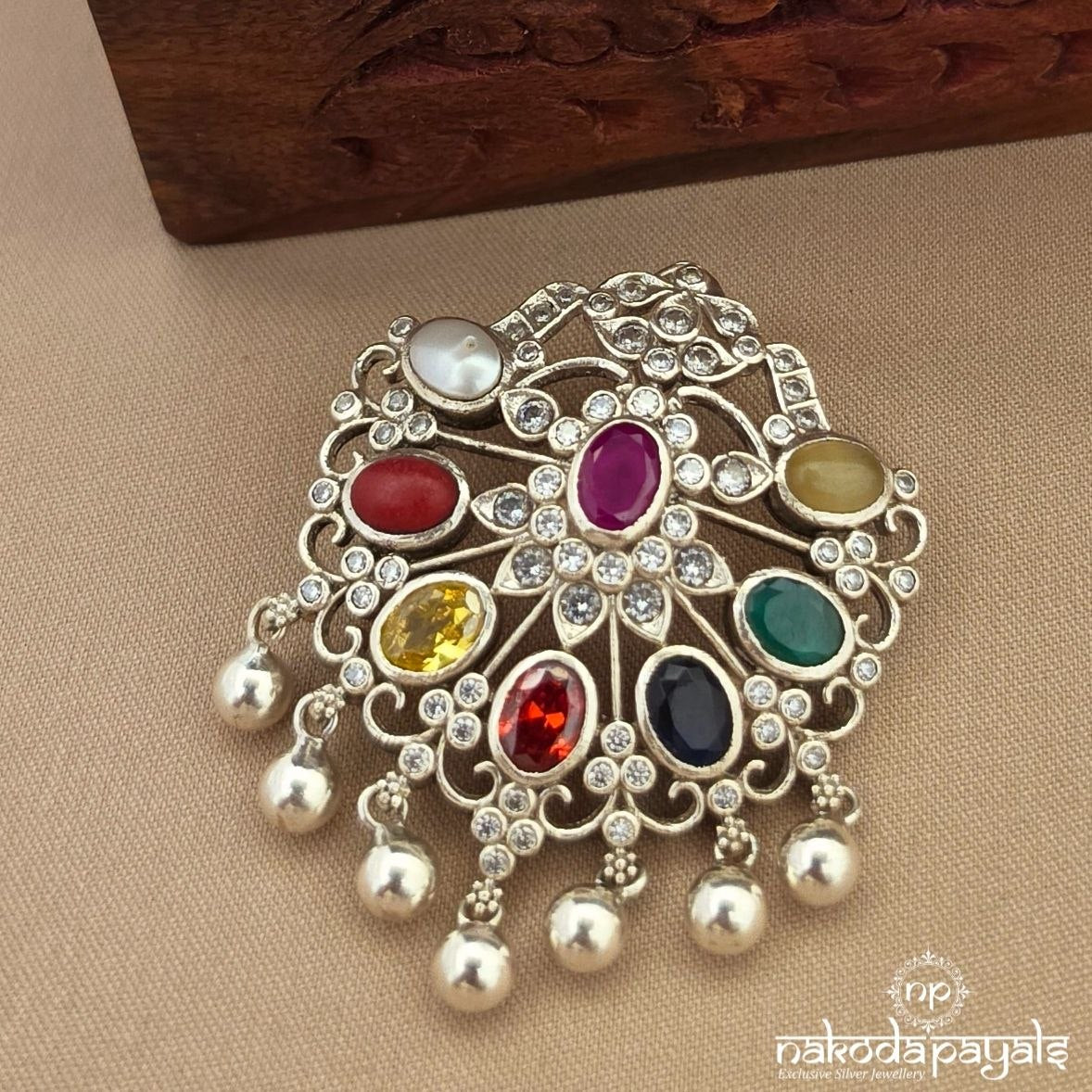 Navaratna Floral Ball Drop Pendant (P2691)