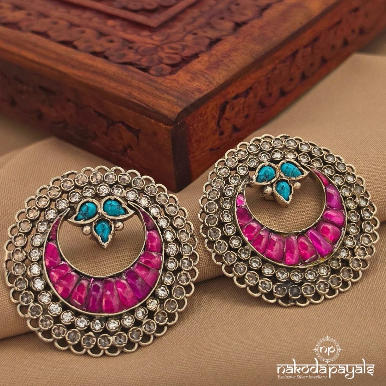 Turquoise Half Moon Studs (S4111)