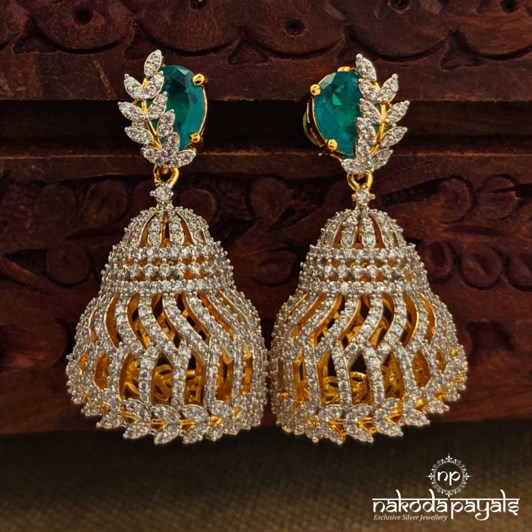 Leafy Green Drop Jhumka (Ge11367)