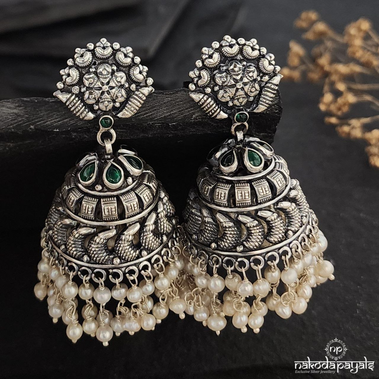 Green Drop PearlVaani Jhumka (J1095)