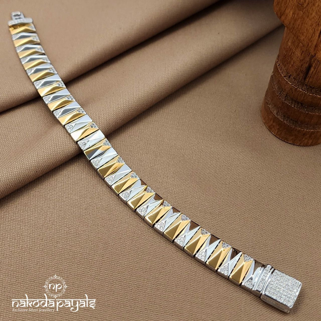 Rectangular Dual Tone Men's Bracelet (Mc1080)