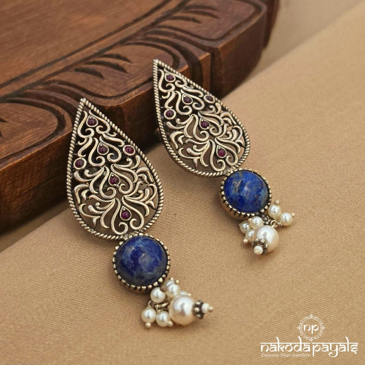 Bluish Circular Pearl Chandbali (C4328)