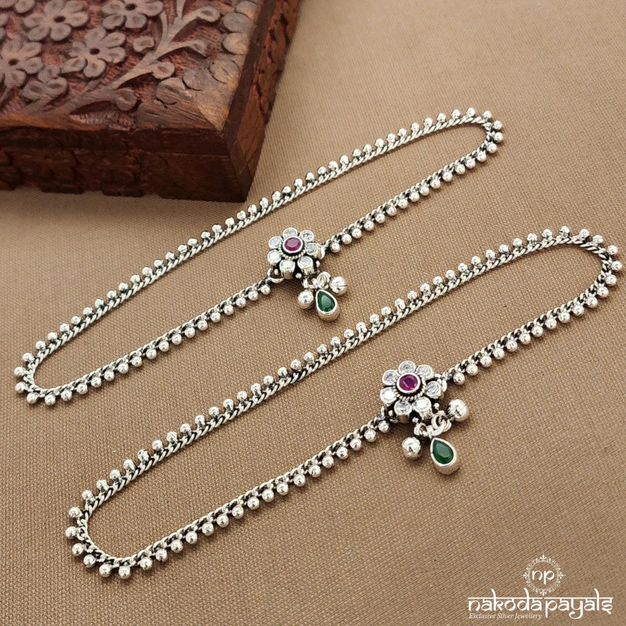 Floral Pink Dot Anklets (A6818)