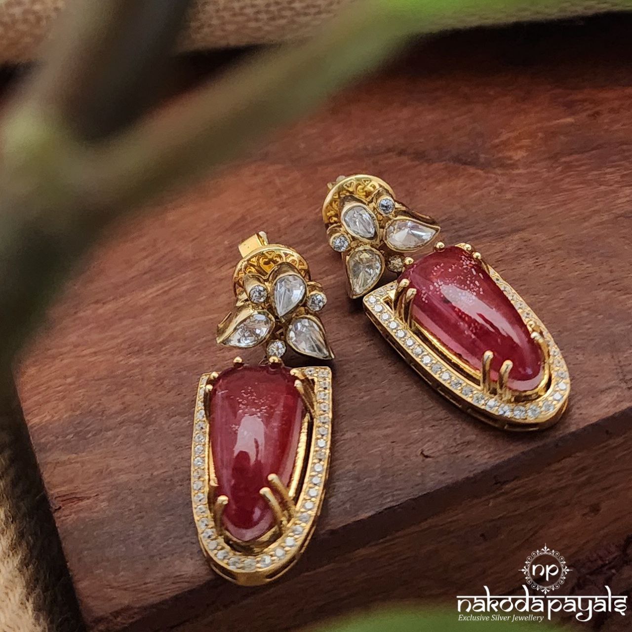 Ruby Moissanite Earrings (Ge8314)