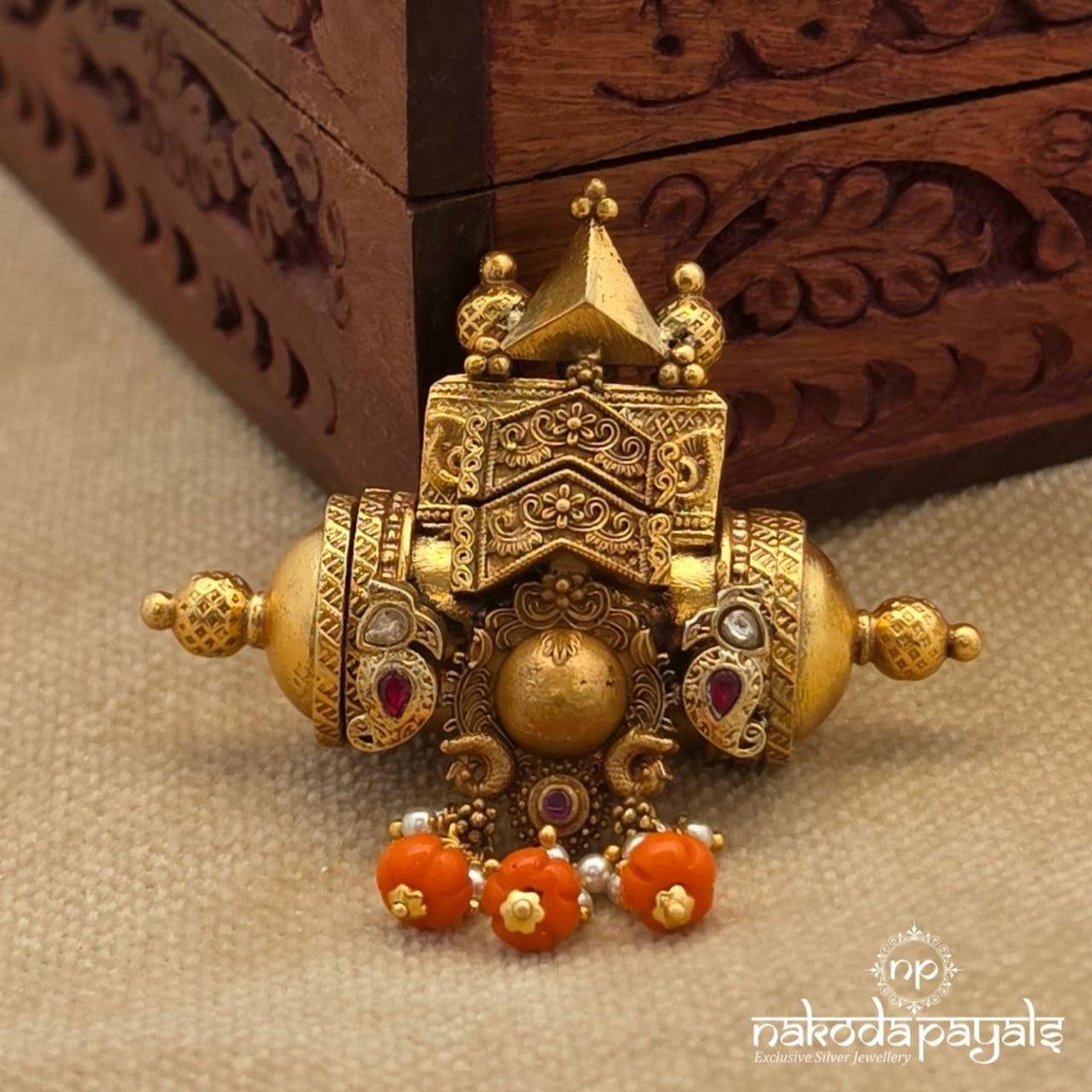 Exquisite Coral Drop Tabiz Pendant (Gp2637)