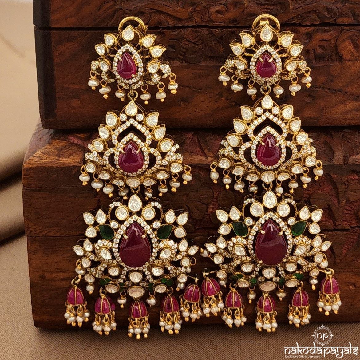 Jhumka Drop Moissanite Earrings (Ge10370)