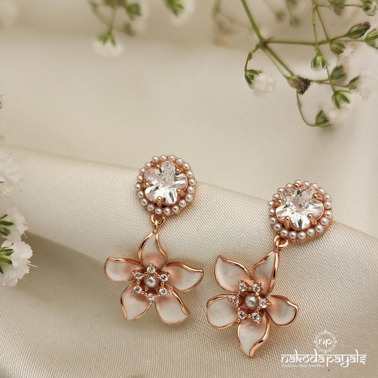 Petal Grace Rose Gold Earrings (St2852)