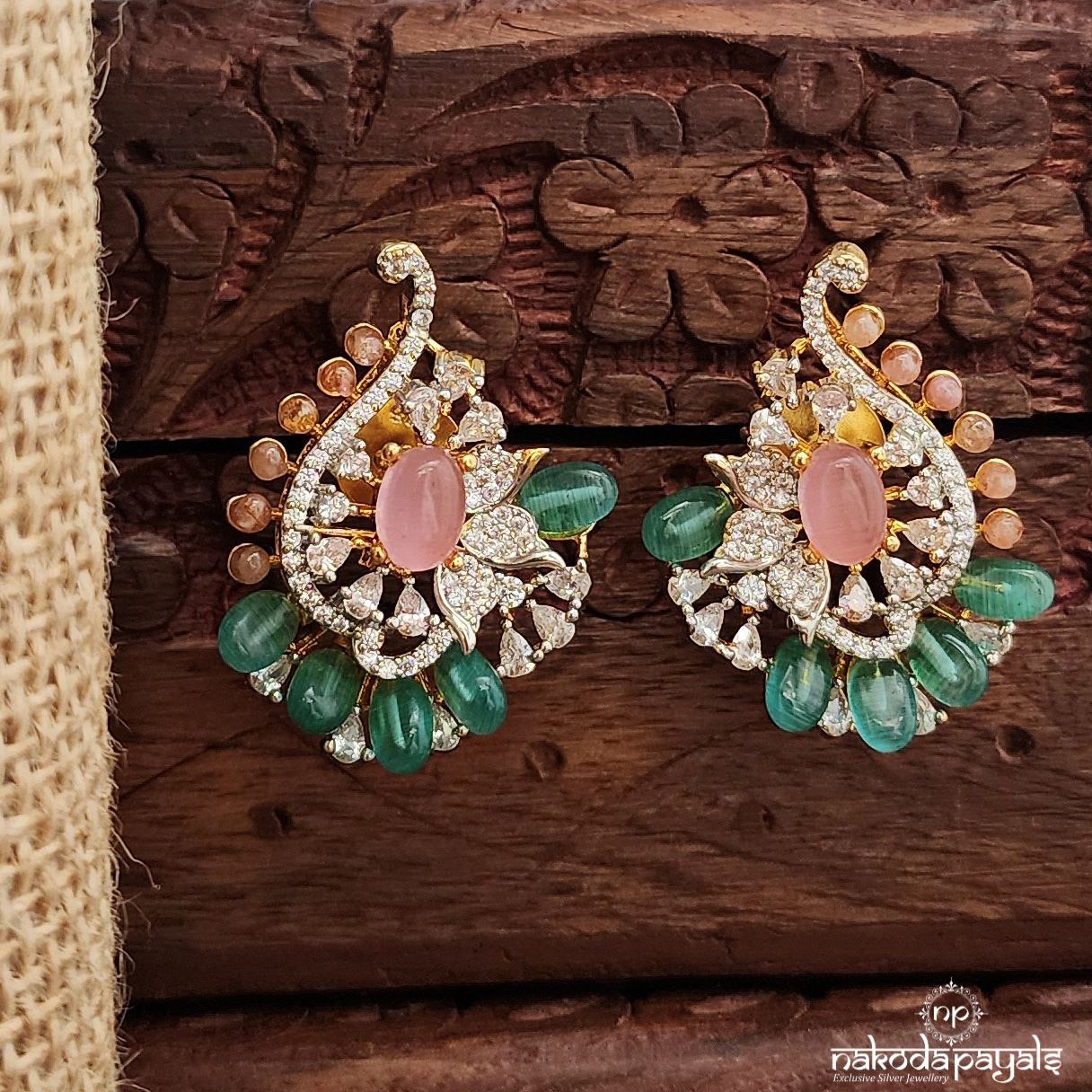 Emerald Blush Spark Earrings (Ge9938)