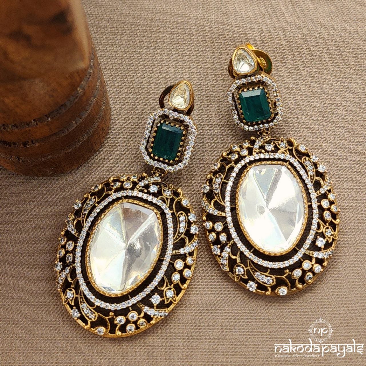 Emerald Green Moissanite Earrings (Ge10009)